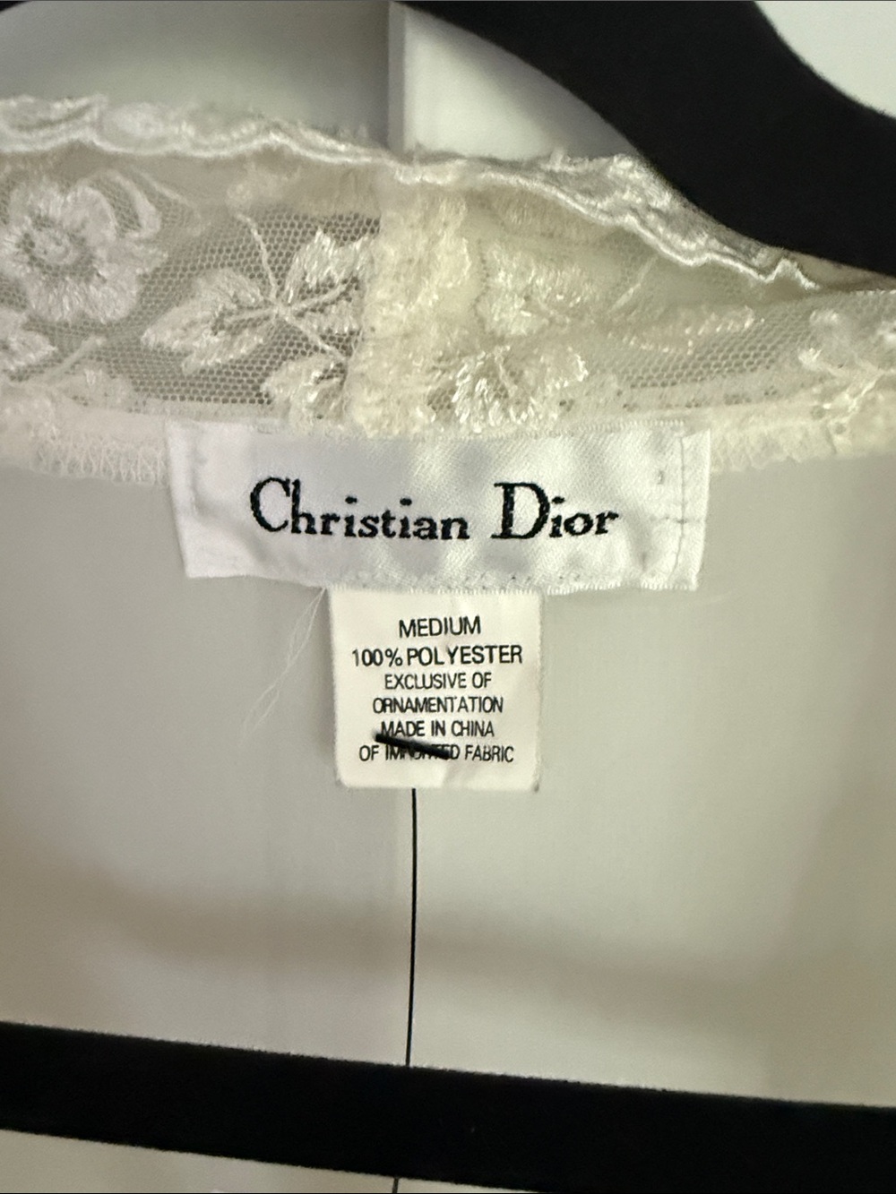Dior Cream Lace-Trim Sheer Chiffon Robe - Picture 3 of 7